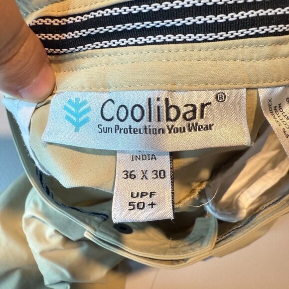 Coolibar Men 36 Performance Pants UPF 50+ Beige Khaki Stretch Straight Leg Sport - Picture 4 of 10